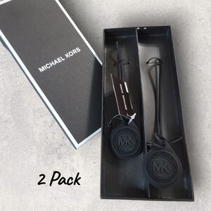 Michael Kors Black Silicone MK Logo Luggage Tags - 2 Pack